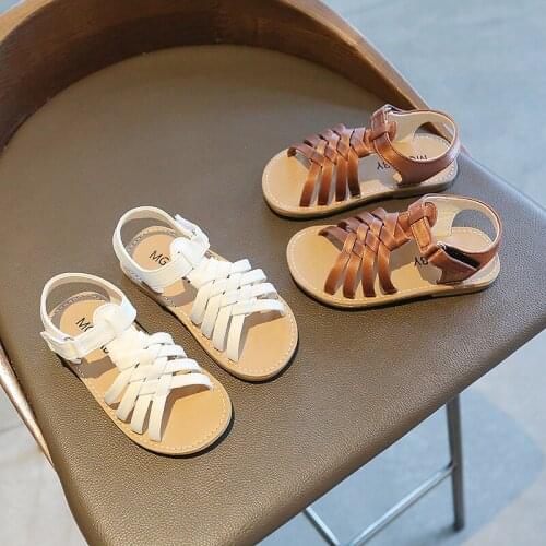 Kids Sandals Summer Weave Boys Beach Sandals Soft Bottom Flat Heels Baby Girl Shoes Red Sandals SMG183