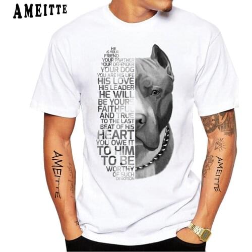 He Is Your Friend Your Partner Your Defender Your Dog Pitbull Print T-Shirt New Men For Animal Lovers Clothing White Casual Tees