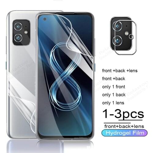 100D Front Back Hydrogel Film For Asus Zenfone 8 Screen Protector on FOR Zenfone8 ZS673KS Zen Fone 8 5.9" Camera Lens Glass Film