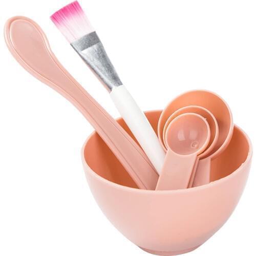 Hot! 4PCS Plastic Facial Brush Bowl Spoon Set DIY Brush Beauty Tools Skin Care Makeup Supplies