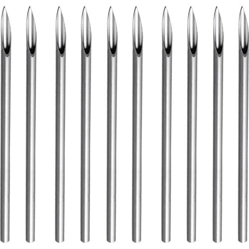 10 Pcs Stainless Steel Sterile 14 Gauge 14G Body Ear Navel Nipple Piercing Needles
