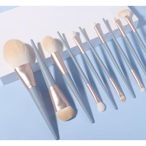 10PCS Morandi Color Makeup Brushes Natural Fiber Soft Bristle Cosmetics Beauty Makeup Artist Tool Eyeshadow Blending Brush
