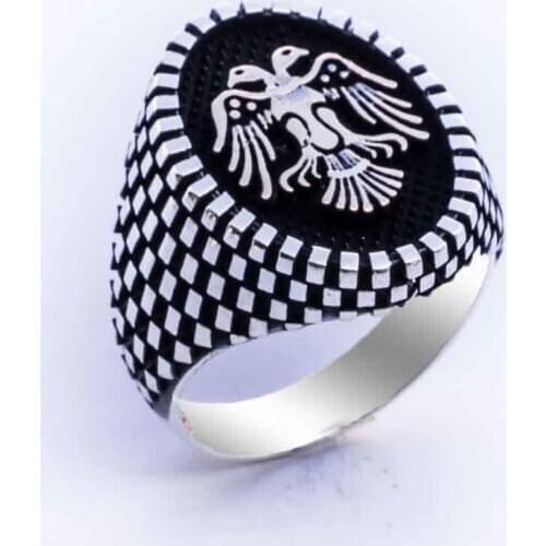 925 sterling Silver Fence-Headed the Seljuk Eagle Men 'S Ring