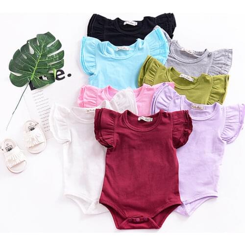 Newborn Toddler Girl Ruffle Sleeve Rompers Bodysuit Outfits Jumpsuit for Baby Kids Clothes New Born Baby Clothes