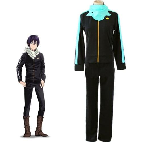 Anime Noragami Cosplay Yato Costume Jacket Pants Black Casual Sporting Suit Unisex Clothing Tracksuit Set
