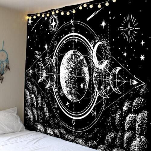 Moon Mountain Night Sky Tapestry Home Decorations Wall Mount Forest Starry Tapestry Living Room Bedroom Decoration Big Blanket