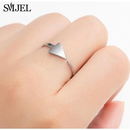 Minimalist Stainless Steel Geometric Rings for Women Simple Triangle Ring Open Heart Round Finger Ring Best Friend Gift Christma