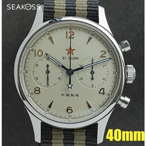 Fashion Pilot Watch Mens ST1901 Chronograph 1963 Seagull Movement Sapphire Mechanical Military Watch Sports Luminous Male Clock