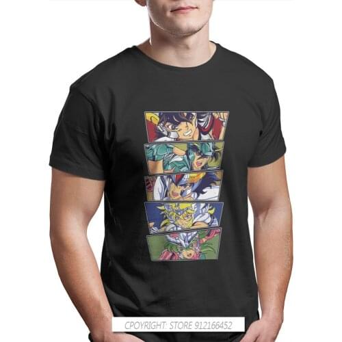 Saint Seiya Manga Cartoon The Knights Men T Shirt Anime Plus Size 100% Cotton Tees Harajuku TShirt