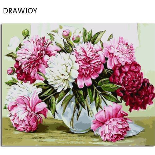 DRAWJOY Framed Picture Painting By Numbers Modern Flower Home Decor For Living Room Hand Unique Gifts Picture Wall Art