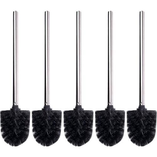 A Pack of 5 Spare Toilet Brush Heads Can Be Replaced with Black Compatible Cartridges Black Brush Head Handle Stainless Steel To