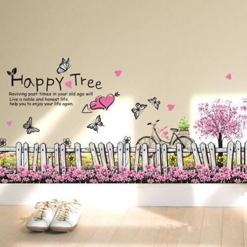 50X70cm Bicycle Butterfly Sticker Flower Wall Decor DIY Stickers Home for Love Joy stickers for wall Poster Home Decoration