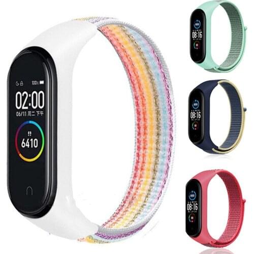 For Mi band 6 4 3 5 Nylon Bracelet Smart Watch Strap Replaceable For Xiaomi Mi Band 4 5 Strap silicone Bracelet Sport Wristband