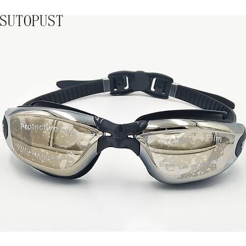 Adult Electroplating UV Swim Eyewear Professional Anti-Fog High-Definition Silicone Dioptric Sports Glasses Waterproof Earplugs