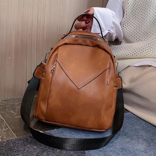 Solid Color PU Leather Backpacks for Women 2021 Fashion Female Small Backpack Lady Back Pack for School Teenagers Girls Backpack