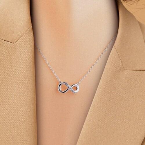 Silver 925 Jewelry Necklaces Sparkling Infinity Collier Necklace Sterling For Sister Wife Mother Friend Gift N119