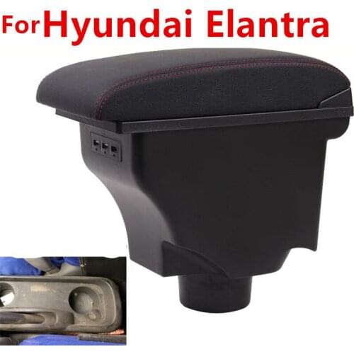 For Hyundai Elantra XD armrest box + 3USB Black Leather Center New Storage Box Modification