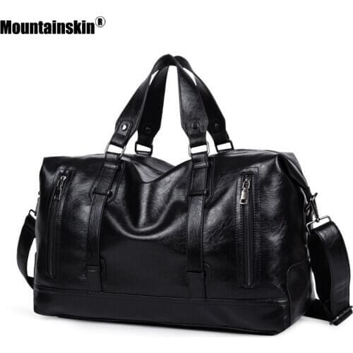 Mountainskin Mens Casual Travel Bags PU Leather Large Capacity Handbags Business Messenger Shoulder Luggage Bag Male SQ007