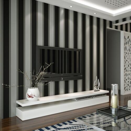 Retro Luxurious Striped Wallpaper Non-woven Black Gold Bedroom Living Room Sofa Background Non Self-Adhesive Wall Sticker