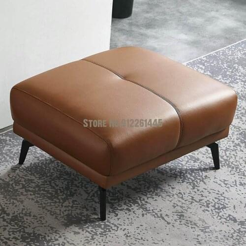 Light Luxury Leather Sofa Footstool Home Living Room Chaise Concubine Footstool Shoe Changing Stool Collapsed Italian Footrest