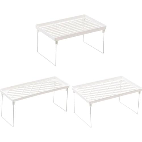 Foldable Bathroom Organizer Kitchen Storage Rack Fruit Shelf Closet Divider Space Saving Tableware Drying