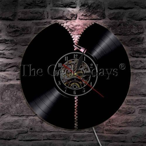 Zip LED Light Sign Unzipped Zipper Vinyl Record Wall Lamp Abstract Zip LED Night Light Illuminated Wall Clock