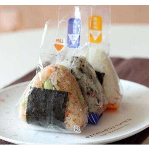 100pcs Triangle Rice Ball Packing Bag Cherry Blossoms Panda Anti-fog Bag Easy Tear Sushi Onigiri Packaging