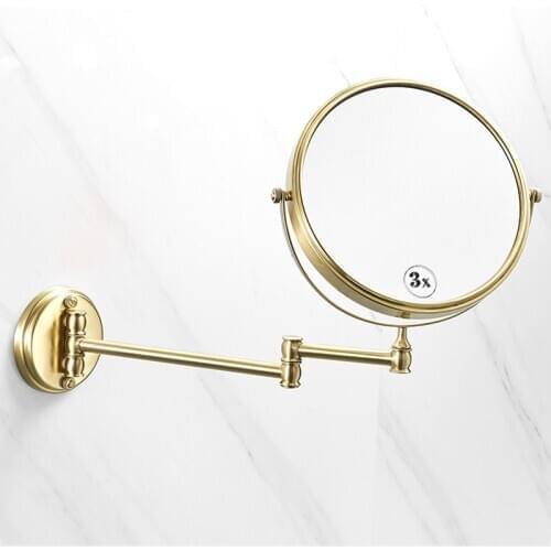 Dressing Mirror Folding Makeup Mirror Wall Mounted 8 inch Brush Gold Brass 3X/1X Magnifying Mirror Cosmetic Mirror Lady Gift