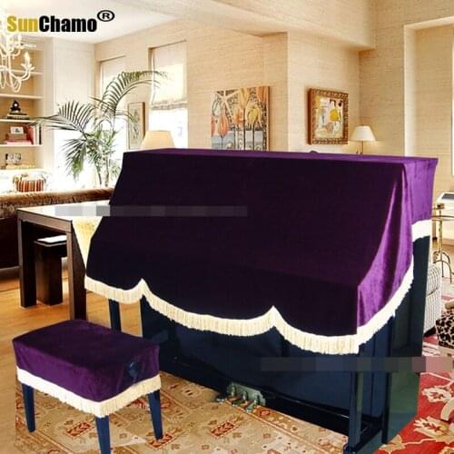 Universal Piano Cover Home Protective Gold Velvet Practical Washable Soft Foldable Upright Vertical Dust Proof Keyboard Non Slip