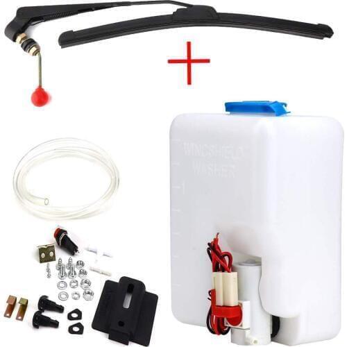 Universal Windshield Washer Pump Kit w/ Manual Wiper Hand for Hard Coated Or Glass Windshields for Can Am Maverick X3 2017-2019