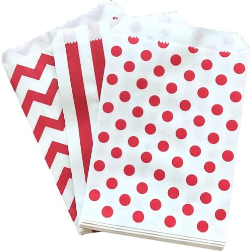 Red and White Stripe Chevron Dot Paper Treat Sacks paper bags Wedding Party Invitation Greeting Cards Paper Gift bag