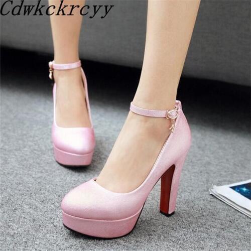 Spring Autumn New pattern fashion Round head temperament High-heeled Women Shoes Pink silvery Sequins banquet marry Women Shoes