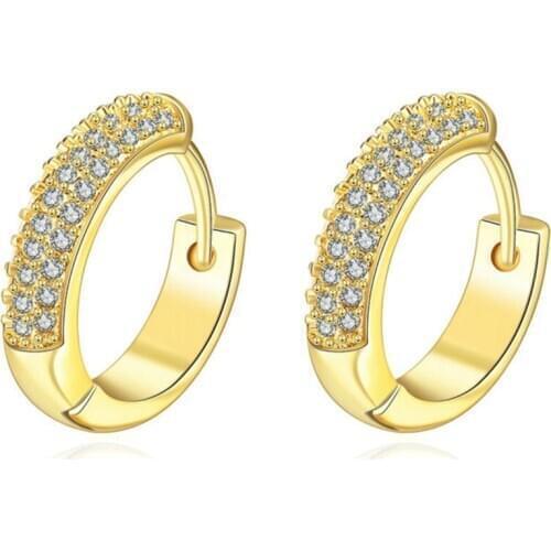 Micro Paved CZ Yellow Gold Filled Huggie Hoop Earrings For Women