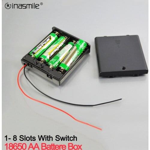 1 2 3 4 6 8 x AA High quality DIY Battery Holder Storage Case Box With Switch&Cover for 18650 AA Batteries Standard Container