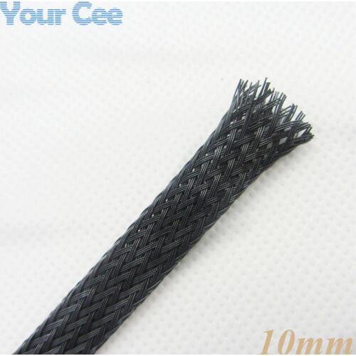 1M Sheathing Auto Wire Harnessing Nylon Braided Cable Sleeving 10MM Black