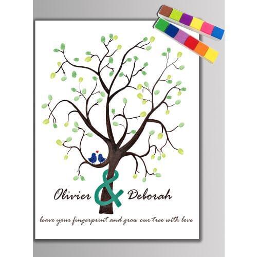 1 set Personalized Personal Information Wedding Party and Baby Shower Fingerprint DIY Guestbook Tree (Ink Pad Included) HK024