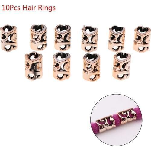 10pcs/lot Adjustable Cuffs Clips Plastic Golden Micro Hair Coil Dread Braids Tube Rings Dreadlock Beads For Hair Accessories