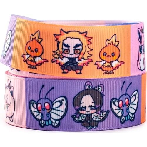 10yards different sizes Japanese cartoon pattern printed grosgrain /satin ribbon