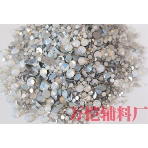 100pcs Cute Crystal Opal Series Mix-Sizes Round Flatback Crystal Nail Rhinestone Mix of Different Sizes
