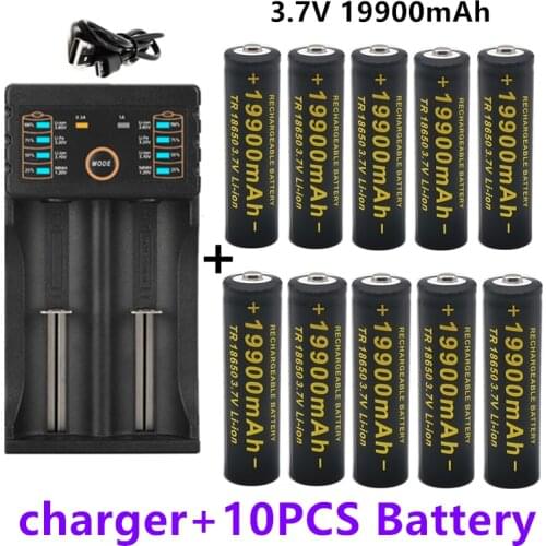 2021 New 18650 Lithium Batteries Flashlight 18650 Rechargeable-Battery 3.7V 19800 Mah for Flashlight + USB charger