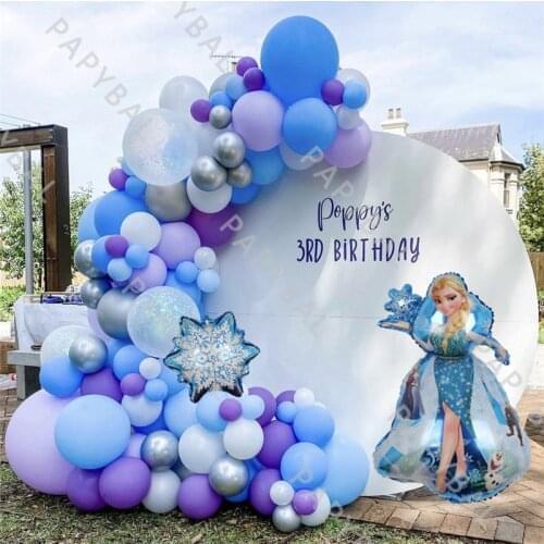 94Pcs Disney Frozen Elsa Birthday Arch Garland Balloon Kit Blue Purple Balloons Set DIY Baby Shower Kids Birthday Globos Decor
