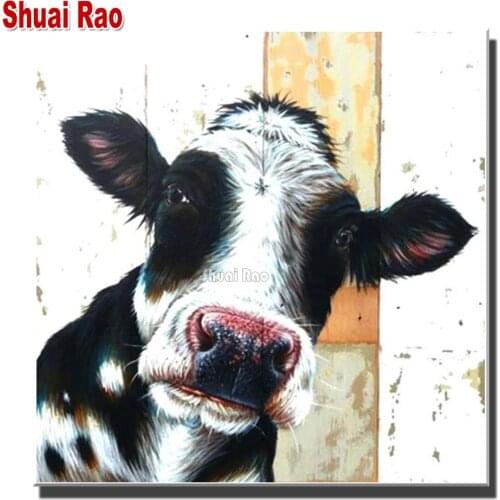 Cow Head Full Square round,Diamond Embroidery Sale,5D,Diy,Diamond Painting Cross Stitch 3D,Diamond Mosaic Home Decor Animal Art