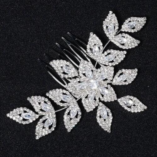 Leaf Side Comb Alloy Hair Ornament Ancient Style Bridal Hair Piece Hair Accessories for Women and Girls SAL99