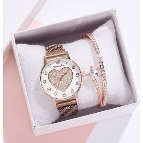 Women Watches Love Magnet Watch Buckle Fashion Casual Luxury Brand Female Wristwatch Roman Numeral Simple Bracelet