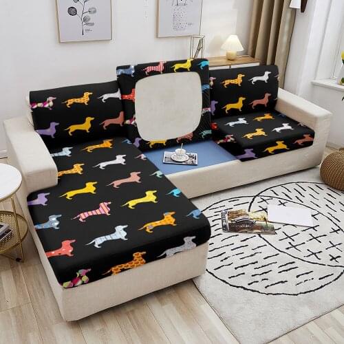 Pet Dog Printed Sofa Cushion Cover Elastic Furniture Protector Sofa Seat Cushion Slipcover Spandex Couch Cover for Living Room