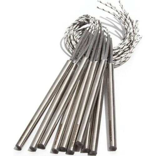 2PCS 12mm 225~255mm Cylindrical Heating Pipe 316 Stainless Steel Tubular Heater 1100W/1150W/1250W Single Head Dual Rod