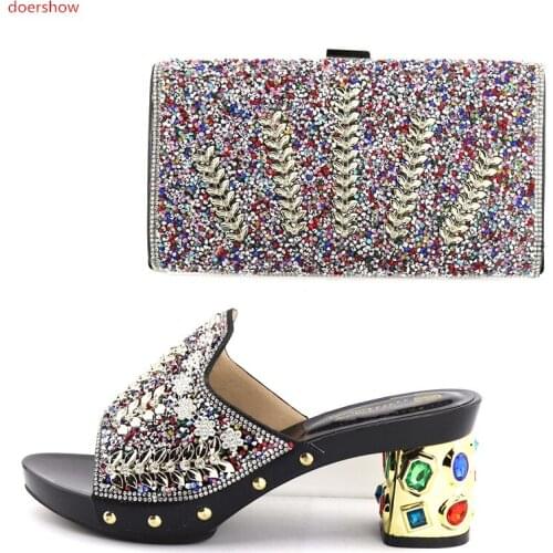 Doershow Italian ladies shoes and bags to match set shoes with bag high quality African shoes and bag set for party SQV1-9