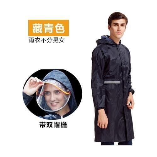 Rain Coat Men Reflective Strip Zipper Long Raincoat Waterproof Windbreaker Male And Female Adult Riding At Outdoor Rain Tools