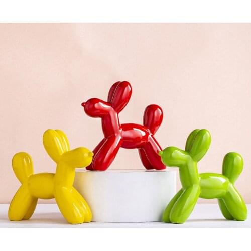 Gloss Shine Effect Balloon Dog Crafts Resin Sculpture Home Decor Nordic Home Decoration Accessories Creative Gift Animal 22x21cm