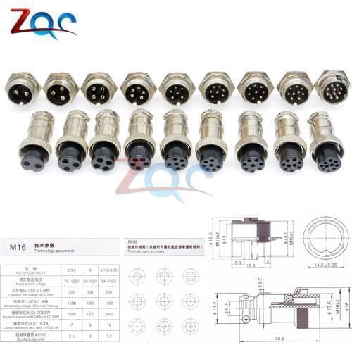GX16 2/3/4/5/6/7/8/9/10 Pin Male & Female 16mm Wire Panel Circular Connector Lid Cap L70-78 Aviation Connector Socket Plug